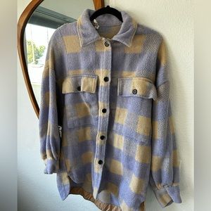 Lavender and tan plaid jacket large soft